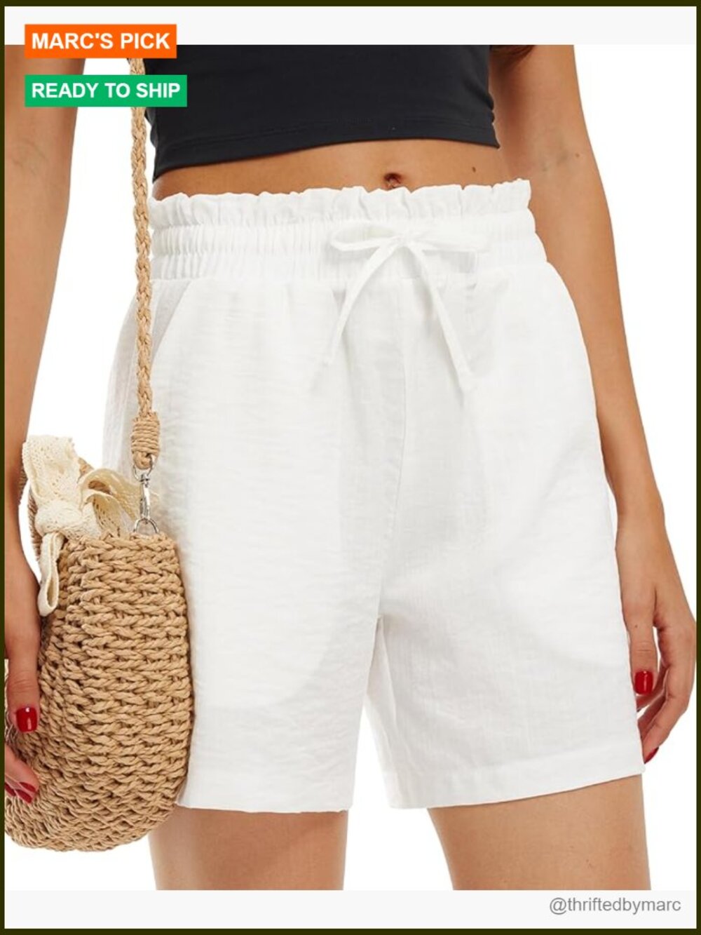 High Waisted Linen Shorts With Drawstring 5" Inseam Lightweight Summer